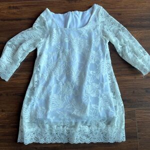 Elegant Lace Kids Dress - Cream